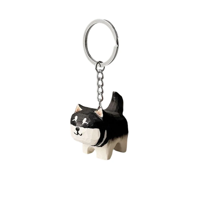 手作り木彫り黒柴犬キーホルダー：カーグッズおすすめのこだわりアイテム