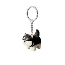 手作り木彫り黒柴犬キーホルダー【車用・可愛いデザイン】