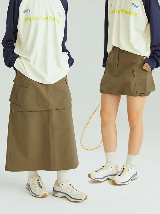 OADB セパレートデザイン Aライン スカート【アウトドア・ウエストゴム・ジッパー付き】
