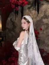 白十字架のパールネットベールヘアアクセサリー【ハロウィン・コスプレ用】