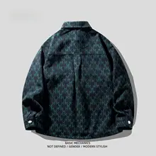 秋用 メンズデニムシャツ【全体柄・ゆったりシルエット・長袖】