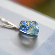 ネックレス ジュエルモチーフ UVレジン アジサイ 押し花 14KGF 水洗い可能 「miraflora」