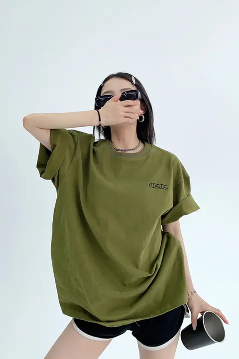 夏季チックなカジュアルカップル用コットンTシャツ【フィット・レトロデザイン・背面プリント・半袖】