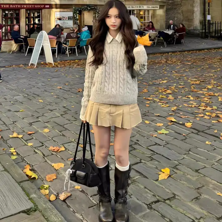 レトロ風ローウエストデニムタイトスカート【フリンジ仕上げ・Aライン・カジュアル・秋冬対応】（セットアップ対応）