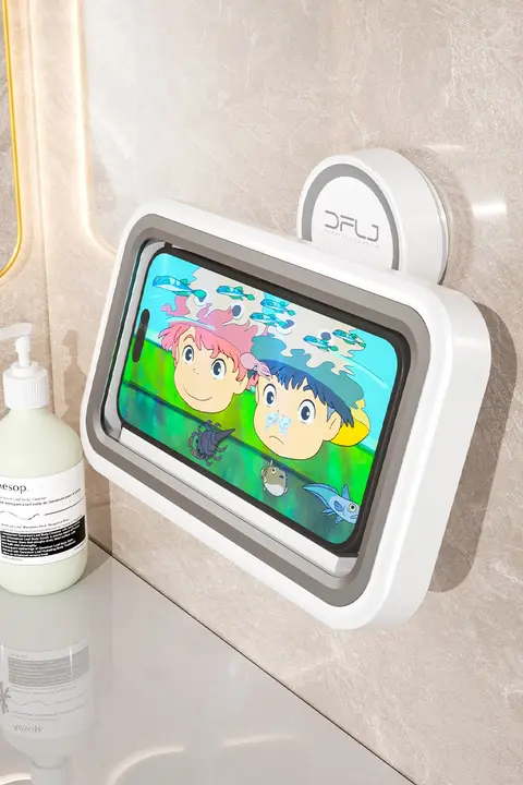 浴室用防水スマホホルダー【場所を取らない・穴あけ不要・さまざまなスマホ対応】