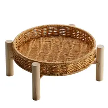 2段式木製トレイスタンド【果物・お菓子用・手作り竹製・トレイ付き】