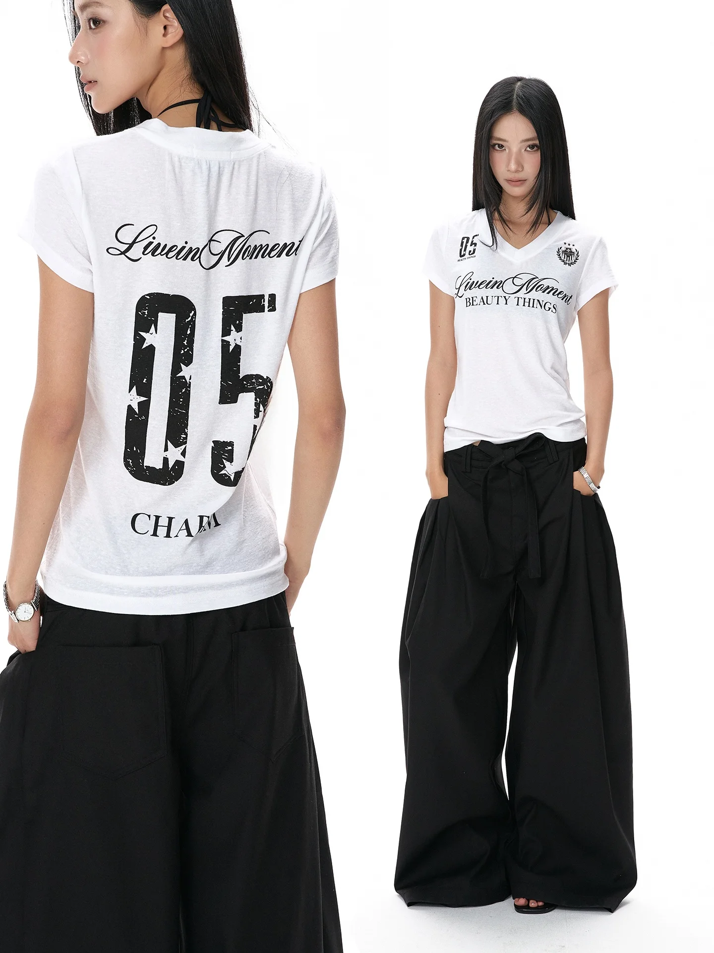 レトロスタイルのVネックTシャツ：モード系Tシャツのデザインと着こなしの実際