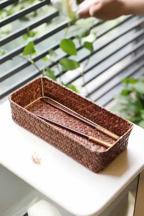 収納バスケット 手編み 天然素材 玄関 テーブル 鍵 リモコン キッチン 分別 ベッドサイド 小物入れ 整理「Kens」