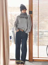 MsDidion ハイデンシティ コットン ワイドレッグ デニムパンツ【秋冬用・酵素水洗・ストレートデザイン】