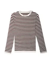 ストライプデザインのラウンドネック長袖カジュアルTシャツ【シンプルな重ね着用】