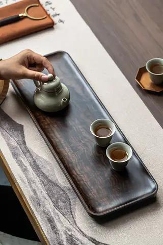 TAO | 胡桃木製の茶盤【シンプルデザイン・家庭用・功夫茶具対応】