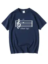 音符と五線譜デザインのTシャツ【短袖・ラウンドネック・コットン】（セットアップ対応）