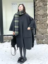 チェック柄ツーベースウールコート【リバーシブル・トレンディ・女性用】