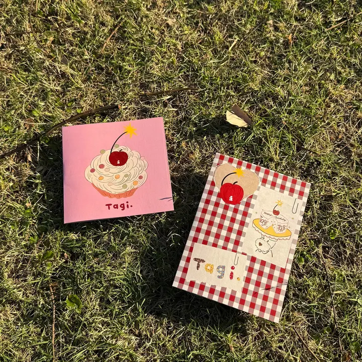 メッセージカード ハート りんごケーキ キュート 誕生日 記念日 お祝い「Tagi.」