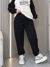 高腰束脚黒色パンツ【カジュアル・快適・大きいサイズ・春用】（セットアップ対応）