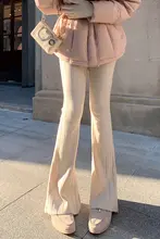 Lilylikes 超細針編みフレアパンツ【30％ウール・ストライプデザイン・ロングレッグ】