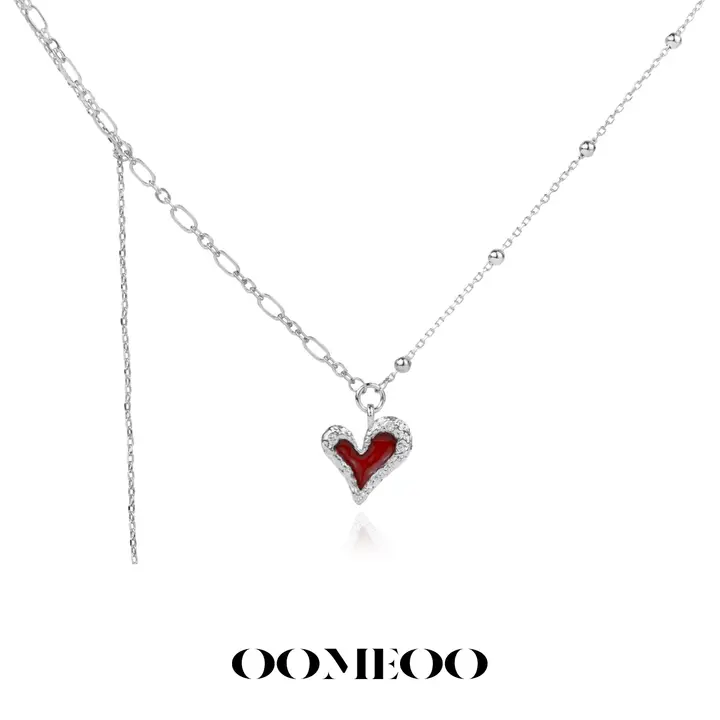 OOMEOO デザインレッドハートネックレス【女性用・セーター用・高級感・バレンタインギフト】