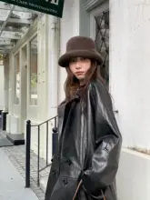 ブラウンのロールエッジウール漁師帽子【フレンチスタイル・レトロデザイン】（セットアップ対応）