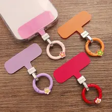 珍しい花模様の丸型携帯ストラップクリップ【超薄型・回転パッド・充電に影響なし・金属製】