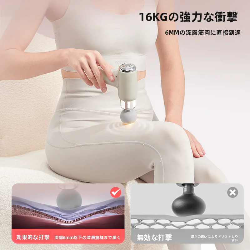 yottoy 女性用ミニ筋膜ガン【多機能・マッサージ器・コンパクト設計】