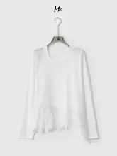 フレンチスタイルレース切り替え長袖Tシャツ【女性用・スリムフィット・ファッション】
