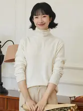 冬用 保温 高級ウールタートルネックニットセーター【ストライプ・柔らかいタッチ】