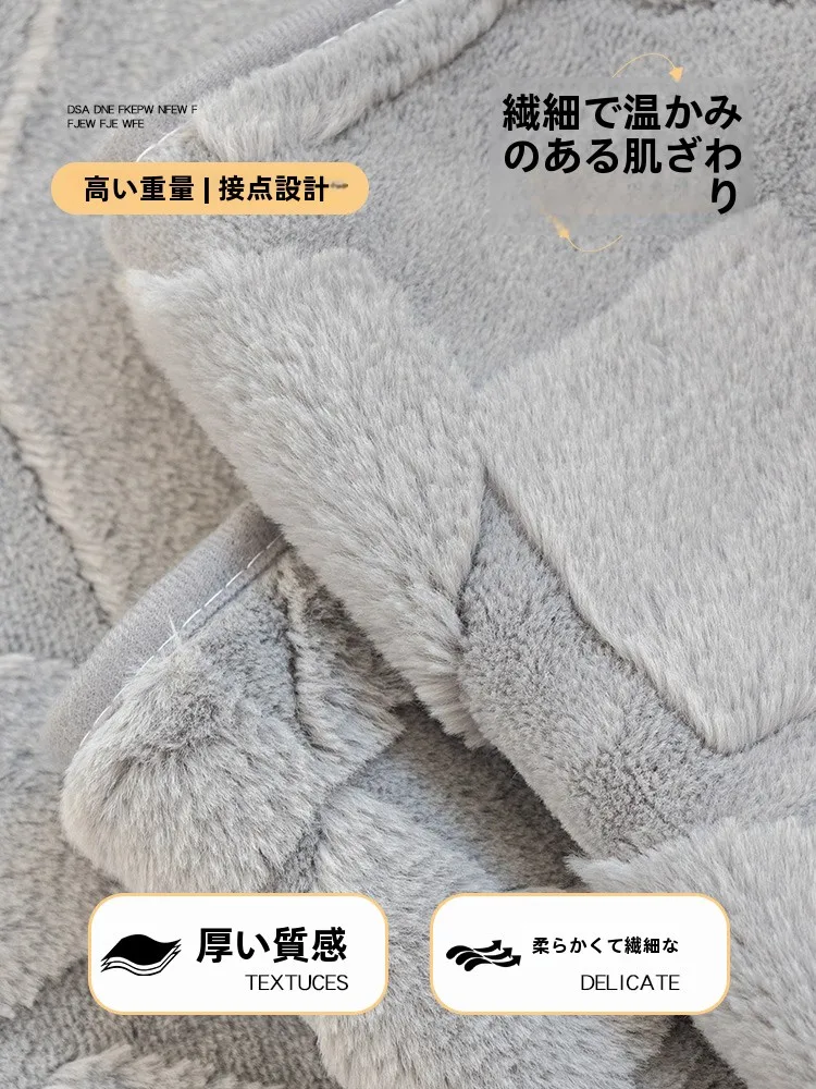 ウサギ毛フロッキー製ソファクッション：大きめサイズのシンプルモダンデザインと四季対応機能