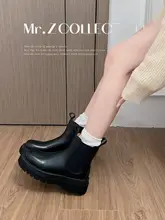 本革製 チェルシー風 マーチンブーツ【厚底・ショートブーツ・春秋用】