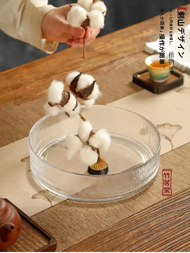 透明ガラス製花瓶水耕栽培用　竹茗堂の中式デザインが実用性を実証