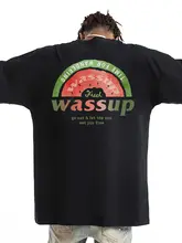 半袖Tシャツ ユニセックス カジュアル ストリート インナー ペア 夏「WASSUP HEODS」