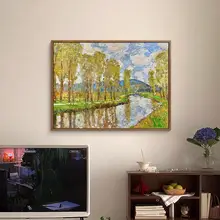 手描きのレトロ風景油彩画【新中式・モダンリビング用・アート作品】