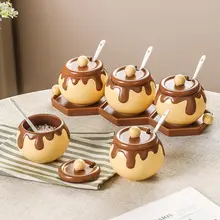 高級感ある陶製調味料容器セット【チョコレート・塩・砂糖・唐辛子対応】（セットアップ対応）