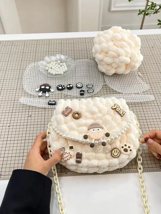 クリエイティブな大きなボール糸DIY材料キット【ハンドメイドバッグ・手縫い・サドルバッグ】（セットアップ対応）