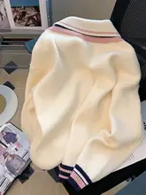 秋冬用の学院風ポロニットカーディガン【女子中高生向け・二重仕立て・カジュアル】（セットアップ対応）