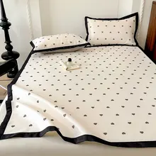 黒白ハートデザインの夏用柔らかいクールマット【インス風・三年用・シングルベッド対応】（セットアップ対応）