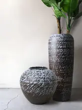 大型花瓶 陶器 床置き インテリア雑貨 チャイナテイスト ヴィンテージ 窯変 リビング ホテルロビー 生け花