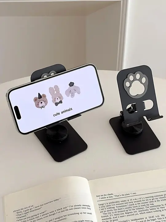 可愛い猫の爪デザインの360度回転スマホスタンド【折りたたみ・昇降式・デスク用】