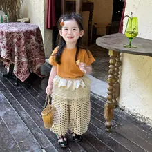 子供用 レース装飾のフリルスカート【サテン・フレア・エプロン風】