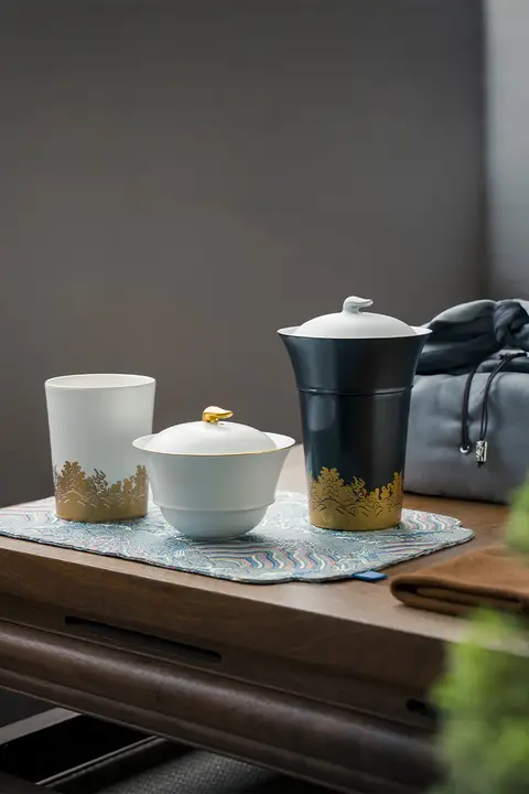万仟堂 陶器製一人用急須セット【ポータブル・旅行用・高級感】