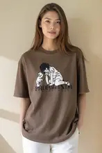 24 S/S UNDERCOVER ユニセックスオーバーサイズラウンドネックTシャツ【ヴィンテージ風・ウォッシュ加工・プリント】
