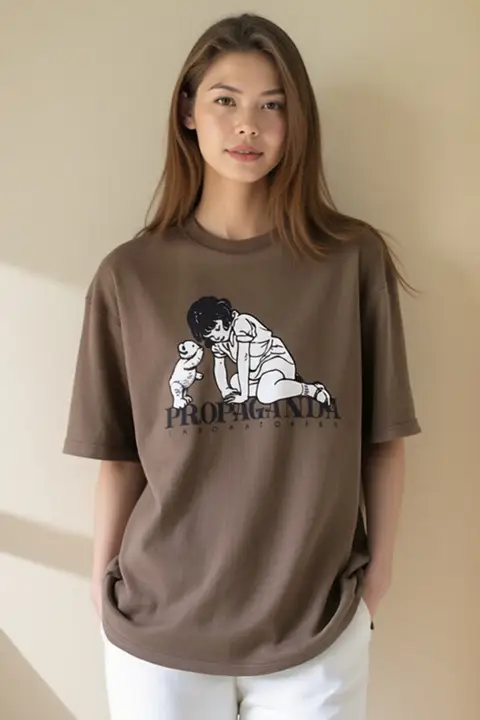 24 S/S UNDERCOVER ユニセックスオーバーサイズラウンドネックTシャツ【ヴィンテージ風・ウォッシュ加工・プリント】
