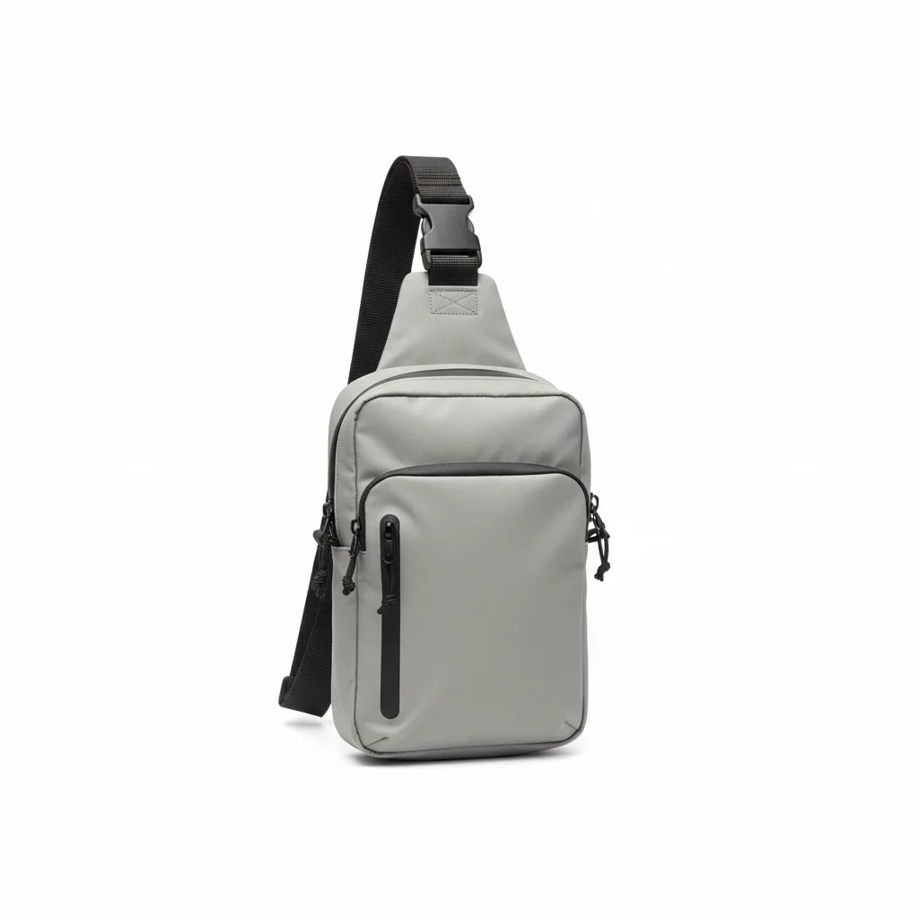 グレーの斜め掛けバッグの白背景商品画像