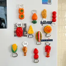 アイデア豊かなリアルな果物野菜デザインのマルチ機能栓抜き【冷蔵庫用マグネット付き・インテリア用】