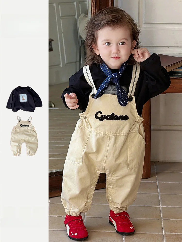 3歳誕生日プレゼント男の子外遊びに最適な春用サロペットパンツセットアップ