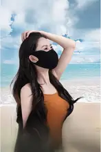 紫外線防止 レディース フェイスマスク【全顔カバー・通気性・薄型・ブラック】