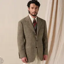 1930年代風 デザインの全羊毛粗紡プリンスチェックジャケット【メンズ用・厚手】