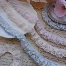 品質の粉色と紫のドッグトゥースレースのフリル付ドレス用装飾材料【ハンドメイド・花の縁飾り】