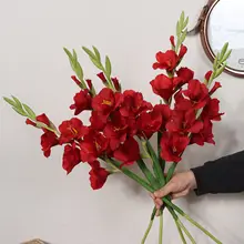 高級感あるリアルな長枝赤い剣蘭の造花【ホームデコレーション用】