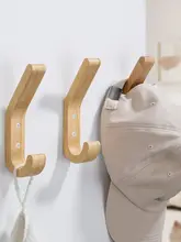 J型天然木製壁掛けハンガー【北欧スタイル・釘不要・単体フック】