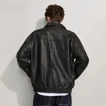 春季用 メンズ PUレザージャケット【アシンメトリカルデザイン・バイカースタイル・翻領】